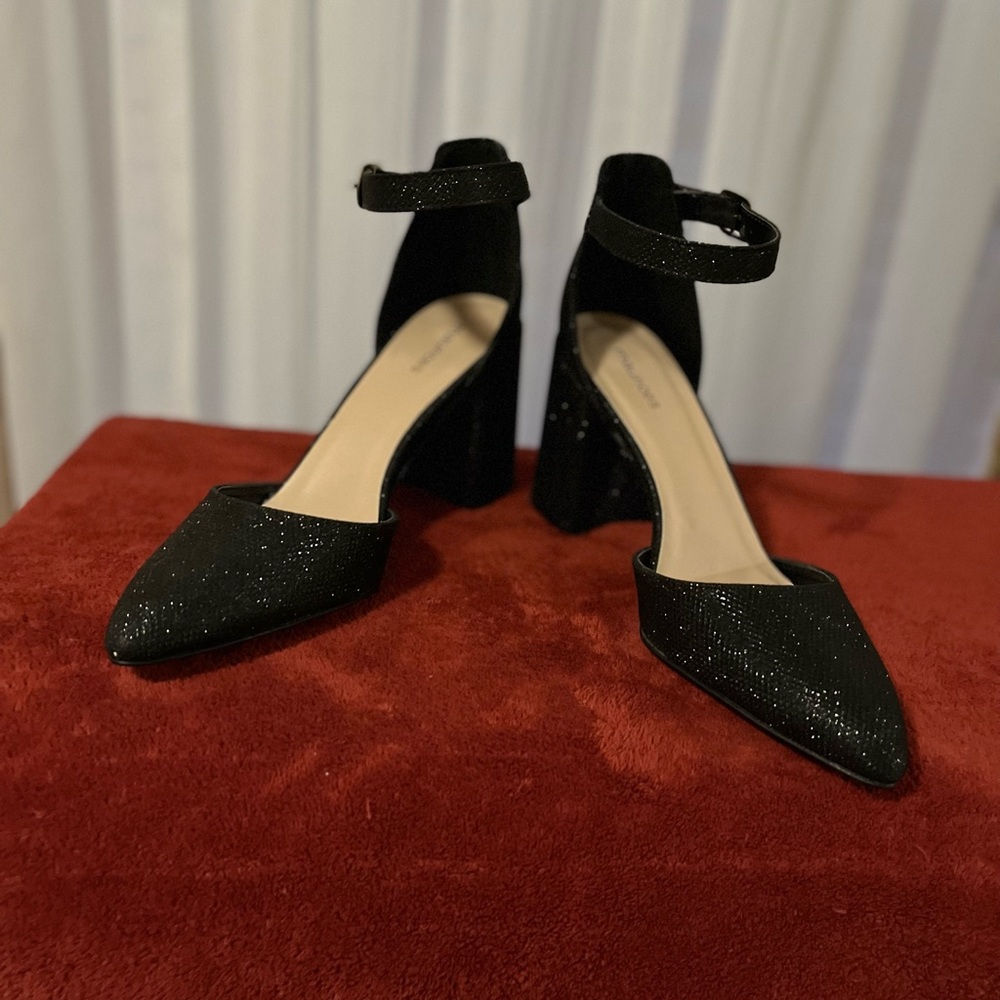 Maurices Black Sparkly Block Heels Sz 10